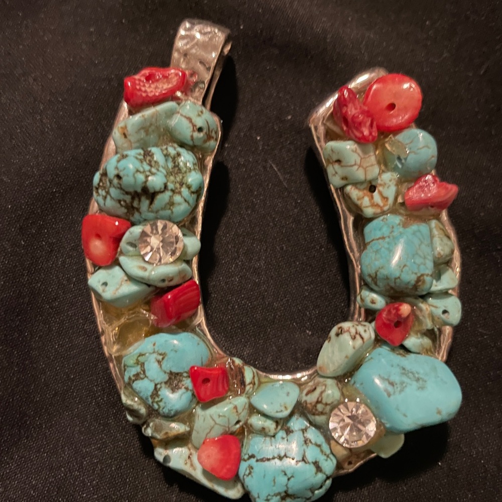 Turquoise and Red Gemstone Pendant